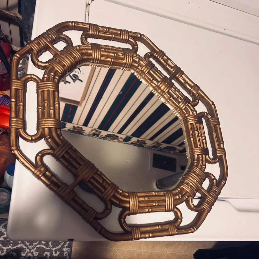 Vintage-Inspired Gold Bamboo Wall Mirror